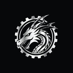 Tyrannosaurus Dinosaur head vector logo template and t-shirt design on black background.