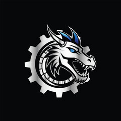 Tyrannosaurus Dinosaur head vector logo template and t-shirt design on black background.