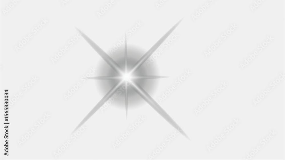 Poster white cross-shaped starburst with soft light rays and a central glow, perfect for adding sparkle or 