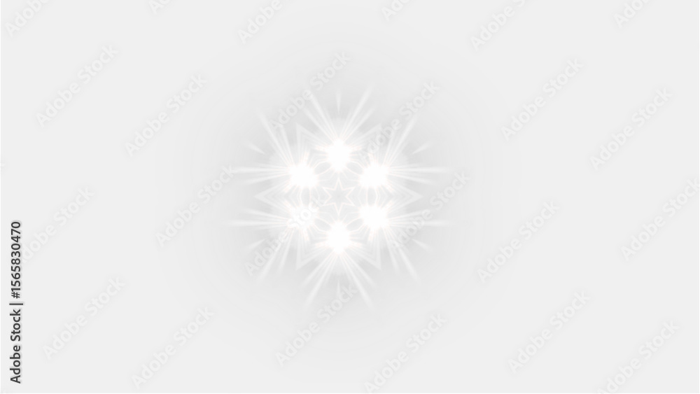 Poster dazzling white crystalline illumination with sharp points, a stellar pattern with a transparent back