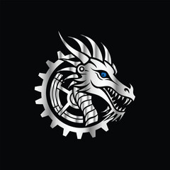 Tyrannosaurus Dinosaur head vector logo template and t-shirt design on black background.