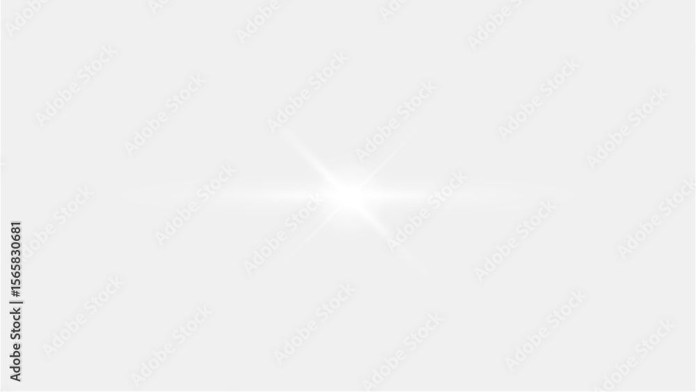 Poster linear horizontal lens flare effect with bright center on transparent background - optical luminous 