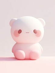 Cute 3D blind box toy style Q version character in soft pastel color tones and matte clay texture, isolated on white background.