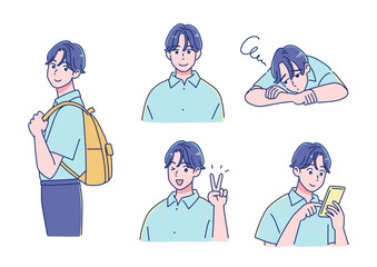 アニメタッチの男の子　表情セット