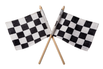 Checkered racing flags crossed