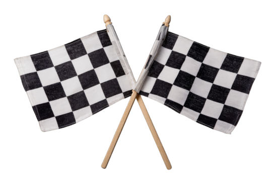 Checkered racing flags crossed - Powered by Adobe