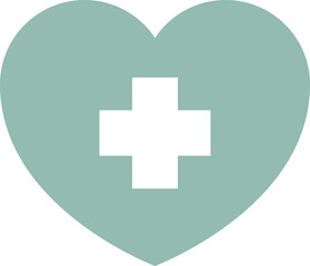 Heart with Medical Cross Icon in Soft Tone