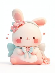 Cute 3D blind box toy style Q version character in soft pastel color tones and matte clay texture, isolated on white background.