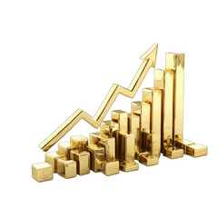 Golden graph, upward trend, stylized blocks