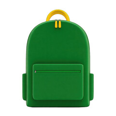 Green backpack, front view