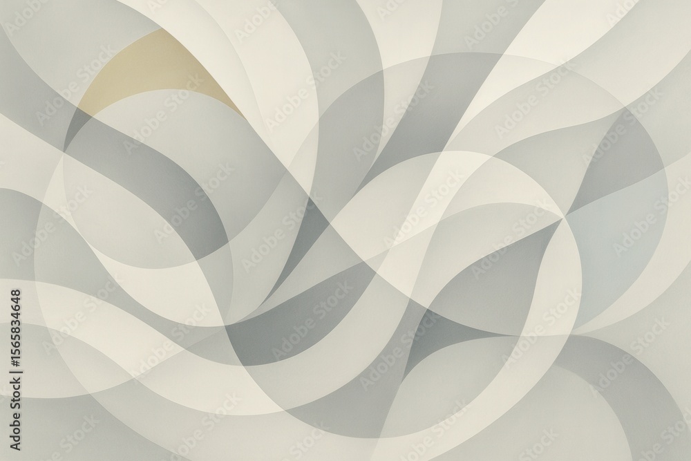 Poster flowing geometric abstract composition with gradient waves in modern minimalist design aesthetic