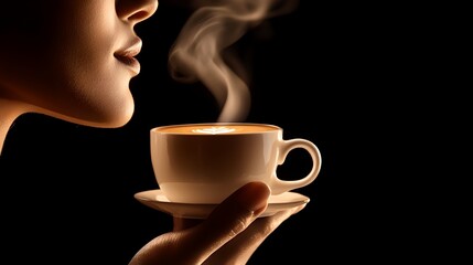 A serene moment captured as a person enjoys the warmth and soothing aroma of a freshly brewed cup of coffee finding a peaceful respite in the simple pleasure of this ritual