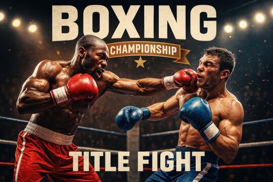 High-Energy Boxing Match Promotional Poster with Dynamic Action and Championship Graphics