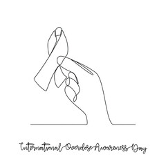 One continuous line drawing of International Overdose Awareness Day vector illustration. International Overdose Awareness Day themes design concept in simple linear continuous line. August event day.