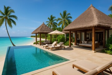 Luxurious Tropical Resort Villa with Infinity Pool Overlooking Crystal Clear Ocean