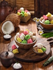 Geplak is a snack made from grated coconut mixed with sugar and vanilla, some mixed with durian, soursop or jackfruit. Geplak is a traditional Javanese snack originating from Bantul district, Special 