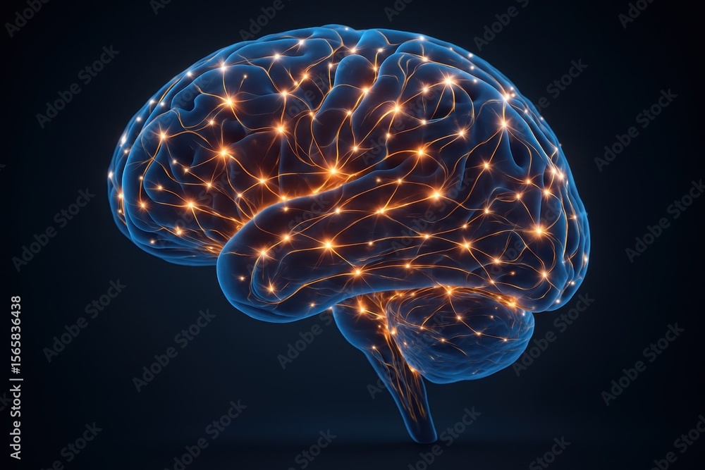 Aufkleber neuroscience visualization showing brain enhancement through cognitive training and mental developme