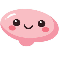 Fototapeta premium 2D illustration of a playful pink round character with a smile, ideal for kids’ designs, cartoons, or cute graphic elements.