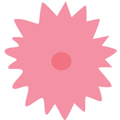 2D illustration of a pink spiky flower with a rounded center, perfect for creative, fun, or whimsical design projects for kids.