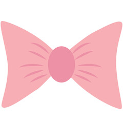 2D illustration of a soft pink bow with a simple and cute design, perfect for decorations, greeting cards, or children’s themes.