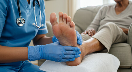 Podiatrist examines a patient's foot with care and expertise to ensure optimal health