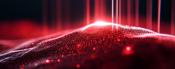 Vibrant abstract illust n of a futuristic particle wave with a dynamic energy flow creating a visually striking and technologically inspired background