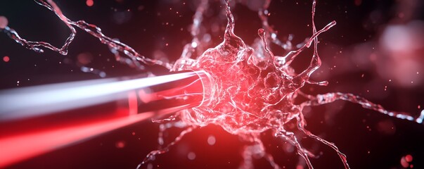 A dramatic futuristic image showcasing an intense luminous electric spark with a vibrant red energy burst conveying a sense of raw power and technological dynamism