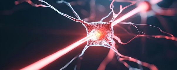 An abstract futuristic depiction of the intricate synaptic connections and electrical impulses within a neural network in the brain