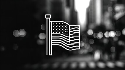 Naklejka premium An emblematic American flag represents unwavering pride in urban America evoking resilience and unity on a blurred