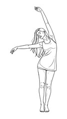 Woman stretching arms in the morning in relaxed mode