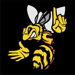 Cartoon Bee Mascot with Raised Finger