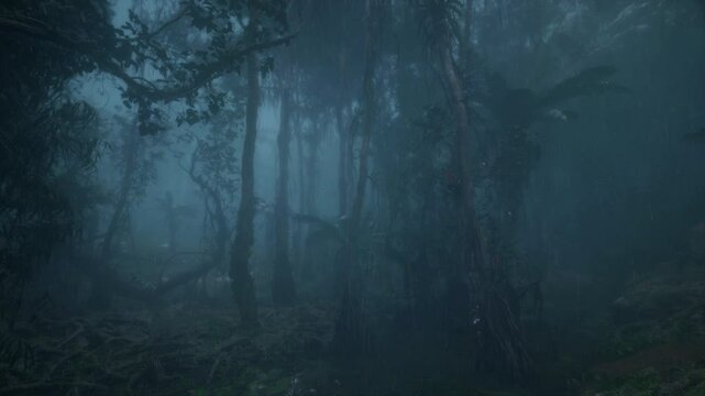 Rain Morning Fog In The Forest