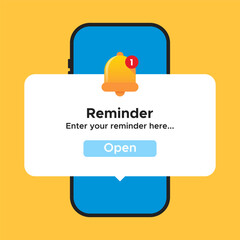 Mobile Reminder Notification with Bell Icon