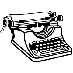 Vintage Typewriter Vector Illustration Retro Office Machine