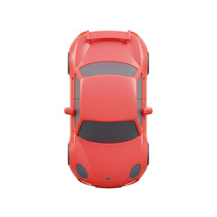 Fototapeta premium Red Sports Car Top View Isolated on Black