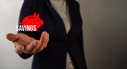 Businesswoman's hand holding a red 