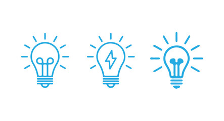 Ideas icon set. Idea, bulb, innovation icon collection,  Idea and creativity symbol. Electric lamp, electricity, light. Editable stroke. Vector illustration eps 10.
