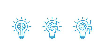 Flat Idea and Creativity Bulb Icon Pack,Bright Idea Light Bulb Vector Set , Concept and Vision Idea Icons Collection, vector illustration eps 10.