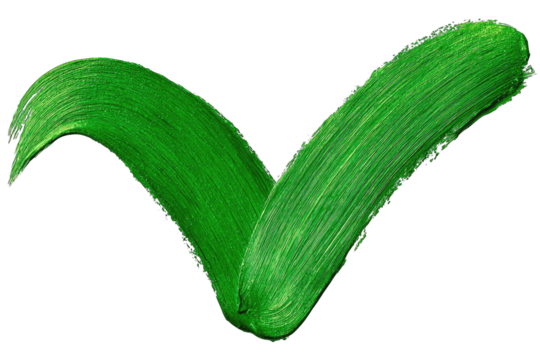 Green V-shaped brushstrokes