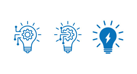 Idea icon set. Creative, solution, Innovation and strategy icons. Idea lamp bulb symbol icon sign in flat style. vector illustration eps 10.