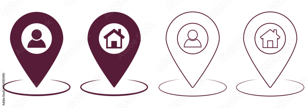 Aufkleber location pin icon set. map navigation line style symbol. gps location sign. mark location, location 