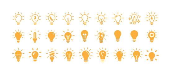 Creative Light Bulb Icon Set, Innovation and Idea Symbols Collection, light bulb idea concept, vector illustration eps 10.