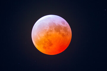 Blood Moon Lunar Eclipse With Stars