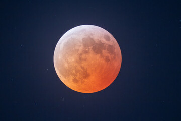 Blood Moon Lunar Eclipse With Stars