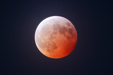 Blood Moon Lunar Eclipse With Stars