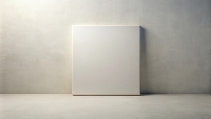 Blank Canvas Leaning Against Textured Wall in Simple Studio Setting