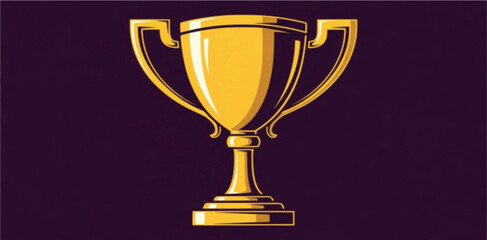 A golden trophy illustration on a dark purple background, showing a prize.