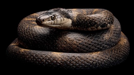 Fototapeta premium Coiled snake close up portrait