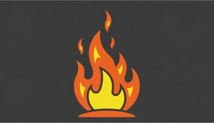 Cartoon illustration of a stylized flame burning brightly against a dark background.