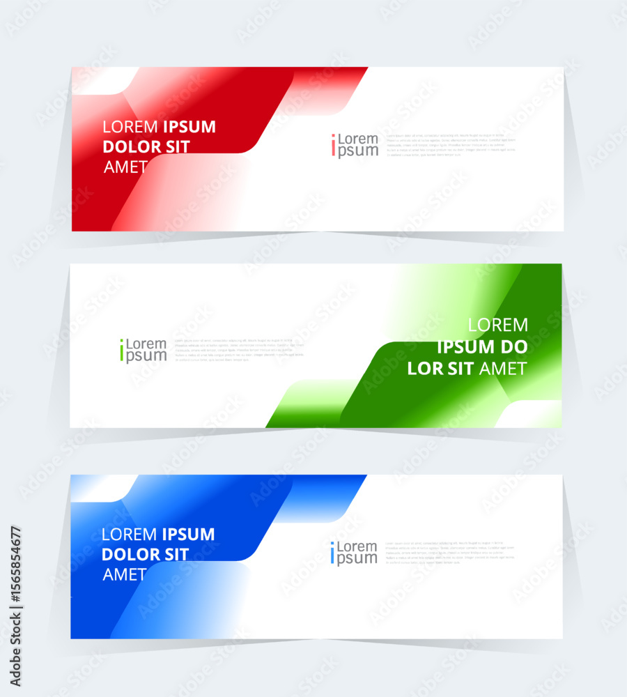 Sticker banner or header template featuring a color gradient design with abstract geomatic shapes.